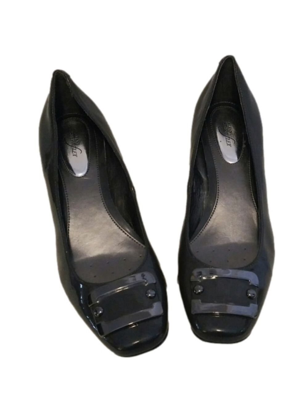 Alfani Step N Flex Ryden Gray Closed Square Toe Low Wedged Heel Shoe